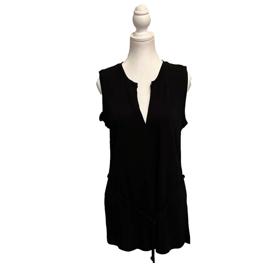JOSEPHINE CHAUS Women’s Black Large Plunge Neck Sleeveless Mini Dress.